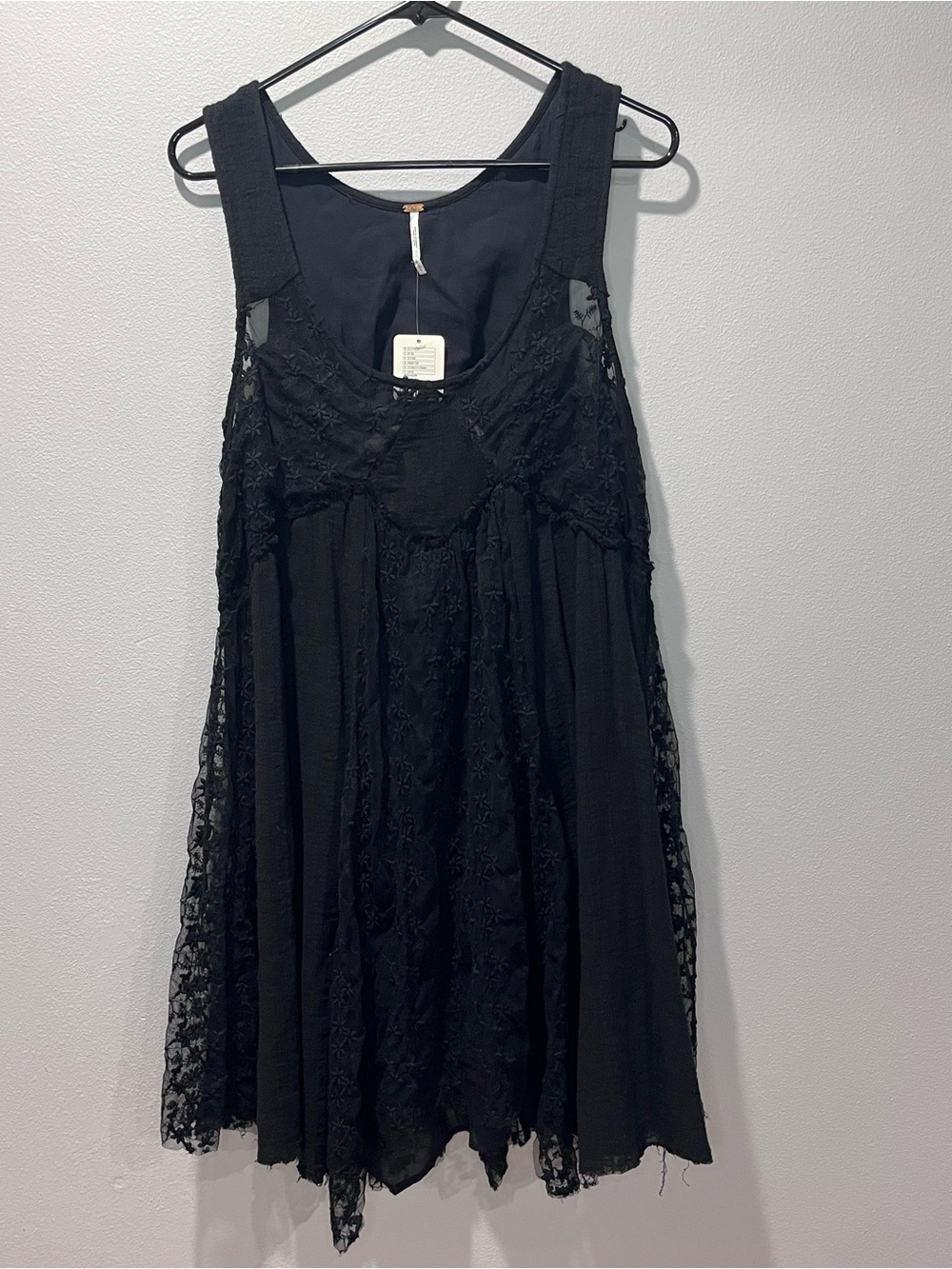 Free People Sleeveless Black Lace-Overlay Mini Dress